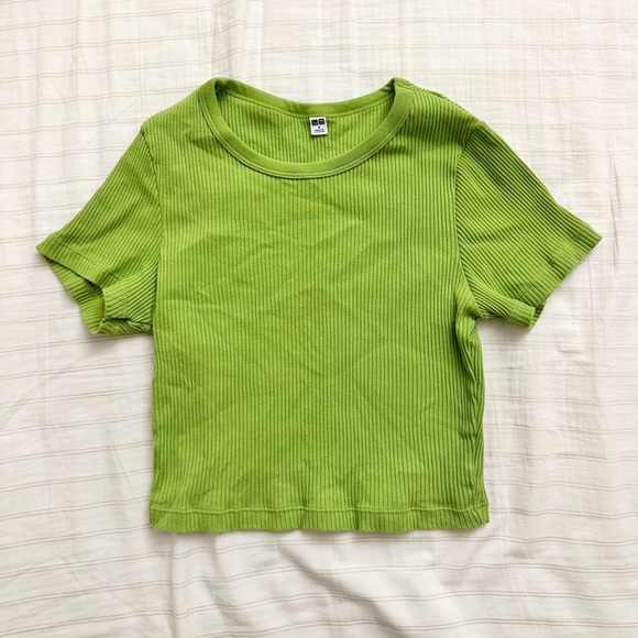 Uniqlo Ribbed Crew Neck Short Sleeve Crop TShirt - Picture 3 of 6